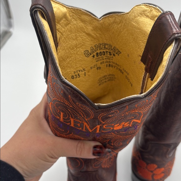 Gameday Women’s Brown Leather Clemson Embroidered Cowboy Boots 9.5 10 inch NCAA - Picture 7 of 8